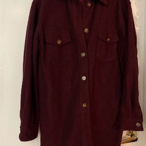 Burgundy Button-Up Jacket - Picture 1 of 2